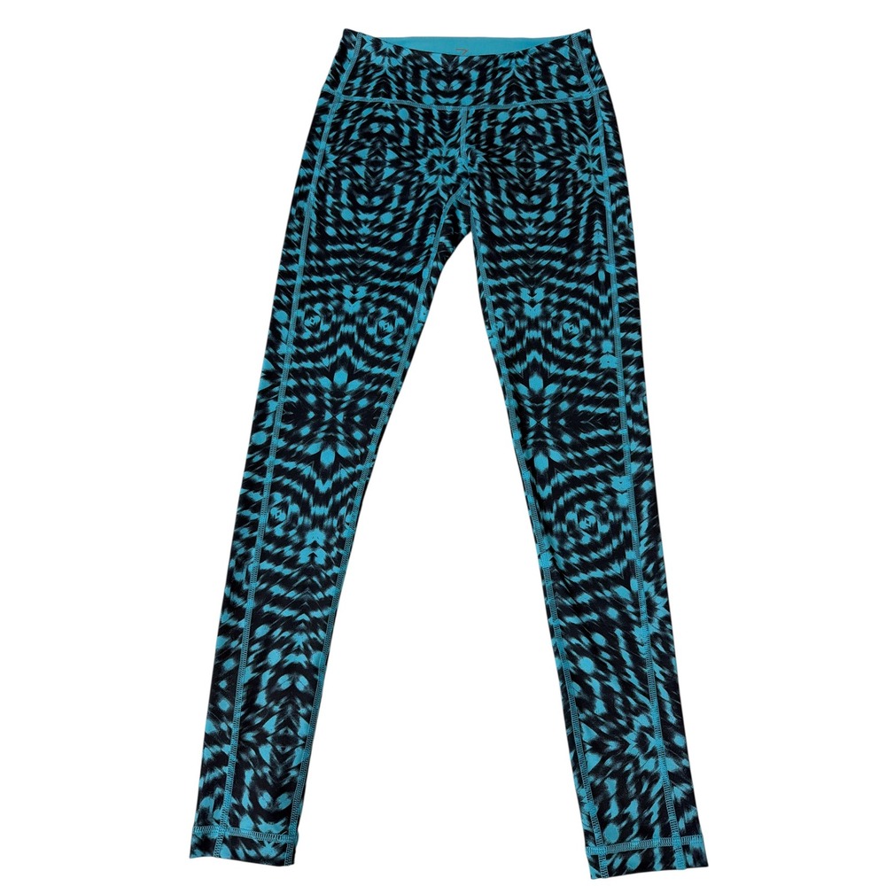 Zyella Leggings Womens‎ XS Teal Black Print Athletic Yoga Pants Activewear